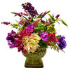 Floral Arrangement Bright Mixed Floral Ceramic Artichoke Planter All Season 18"
