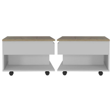 Home Square Furniture Luanda Lift Top Coffee Table in White - Set of 2