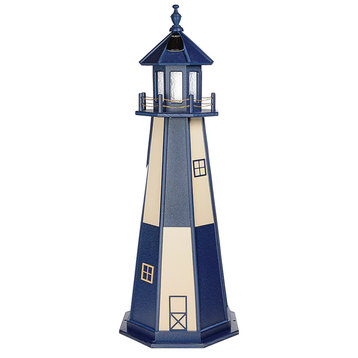 Cape Henry Hybrid Lighthouse, Patriot Blue & Ivory, 5 Foot, Solar, No Base