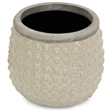 Beige Ceramic Pot - Small and Curved