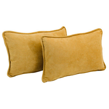 20"X12" Double-Corded Solid Microsuede Back Support Pillows, Set of 2, Lemon