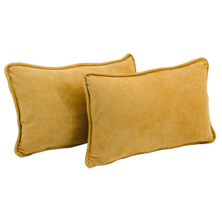 20"X12" Double-Corded Solid Microsuede Back Support Pillows, Set of 2, Lemon