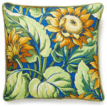 SCALAMANDRE - Sunflower Print 18X18 Pillow, Cobalt, 18" X 18" - Featuring luxury textiles from The House of Scalamandre, this pillow was thoughtfully curated by our design team and sewn together with care in the USA. Effortlessly incorporate a piece of our rich history and signature aesthetic into your home, and shop our pre-styled pillows, made for you!