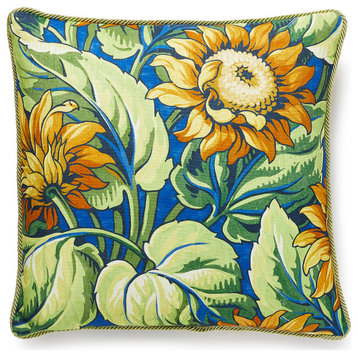 Sunflower Print 18X18 Pillow, Cobalt, 18" X 18"