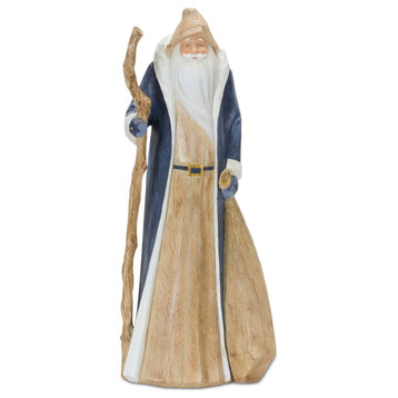 Rustic Santa Statue With Staff 15.75"H