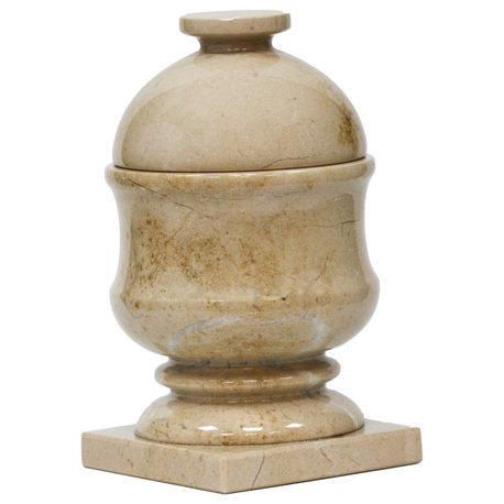 Elevate Your Bathroom: Premium Marble Jar in Rich Beige