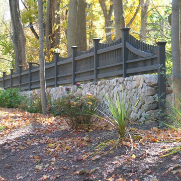 Redding picket fence, stonewall, and cross buck rail fence