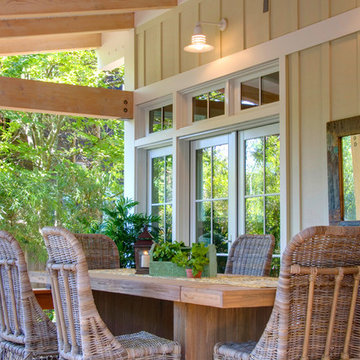 Porch Dining Table & Rattan Chairs