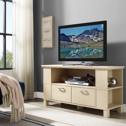 Transitional Wood TV Media Stand Storage Console - Maple - Products