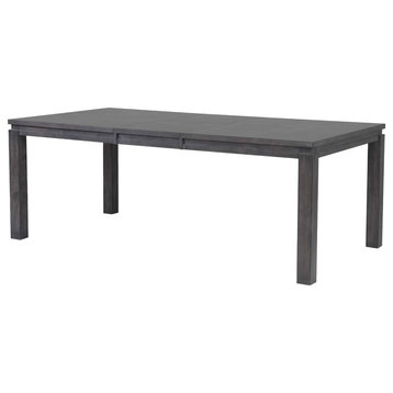 Contemporary Dining Table, Straight Legs With Butterfly Leaf Top, Weathered Grey