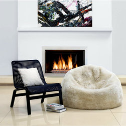 Longwool Sheepskin 3' Unfilled Beanbag in Linen - Bean Bag Chairs