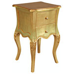 Design Toscano - Hayworth Gilded Side Table - Look at those curves! Echoing the elegant Hollywood style of the 1940s, the inverted hourglass design of this mahogany side table demands your immediate attention. Cabriole legs with a classic bellflower design at the knee rise toward fully functional double drawers and ogee-edged tops. Crafted in solid mahogany with real gold leaf, a pair of our Design Toscano-exclusive, mahogany antique replicas lend an elegant yet contemporary air to a stylish living room or an elegantly appointed boudoir.
