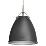 Progress Lighting - Tre Collection 1-Light Pendant, Graphite - Tre is a series of classic metal shade pendants with an updated combination of finishes and features. A tri-arm support adds a sense of architectural and industrial detailing, while the vented shade allows for both downward and upward illumination. Light reflects off the inside of the Vintage Silver shade to provide the final finish effect. Uses One 100 W Medium Base bulb (not included).