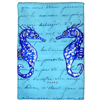 Blue Sea Horses Kitchen Towel - Two Sets of Two (4 Total)