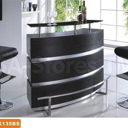 3 PC Modern Bar Set in Black and Chrome (Bar Table and Two Black Сrooked Barstoo - Indoor Pub And Bistro Sets