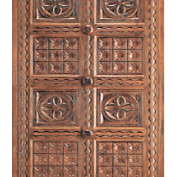 Indian Style Hand Carved Mahogany Single Door - Front Doors