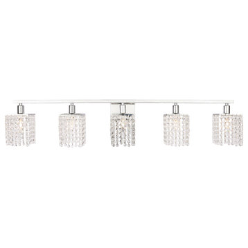 Phineas 5 Light Wall Sconce in Chrome And Clear Crystals