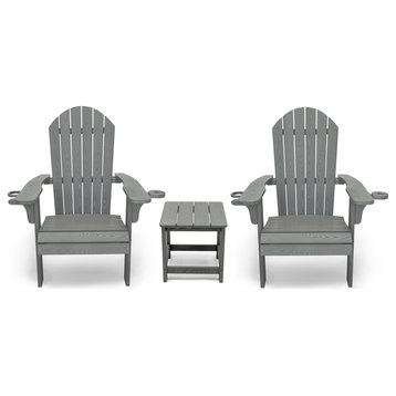 Westwood All Weather Outdoor Patio Adirondack, Gray, 3 Piece Set
