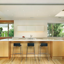 Contemporary kitchen, ceiling treatment