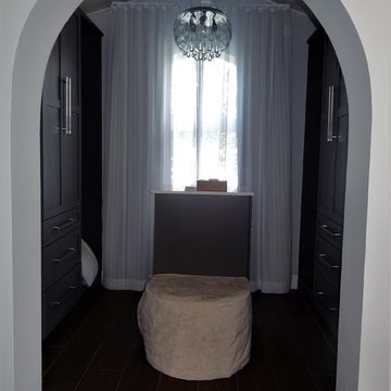 Ripple fold blackout and sheer drapes.