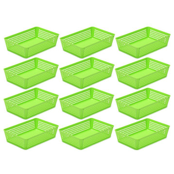 12-Pack Plastic Storage Baskets for Office Drawer, Desk, 32-1182-12, Green