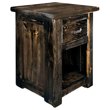 Big Sky Collection Rugged Sawn One Drawer Nightstand, Jacobean Stain, 25"H