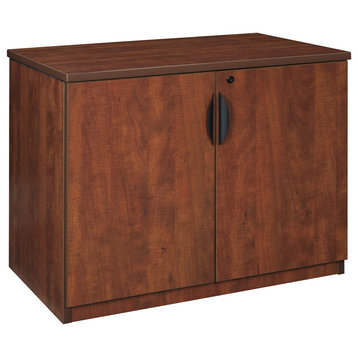 Modern Storage Cabinet, 2 Lockable Doors With Inner Adjustable Shelf, Cherry