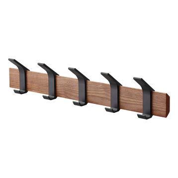 Wall-Mounted Coat Hanger, Steel and Wood, Walnut