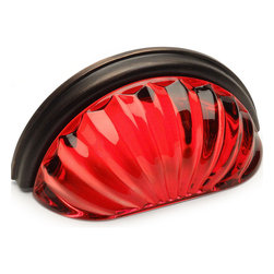 Cosmas - Cosmas 6381ORB-R Oil Rubbed Bronze With Red Glass Cabinet Cup Pull, Set of 5 - Cabinet And Drawer Handle Pulls