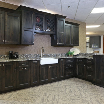 Knotty Alder Kitchen Display in Our Sioux Falls Showroom