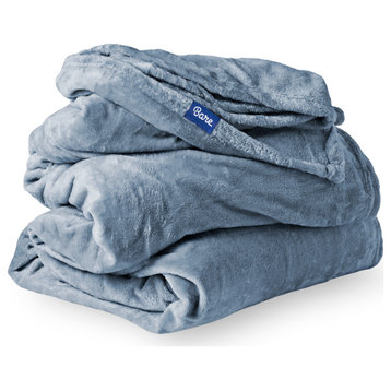 Bare Home Microplush Fleece Blanket, Coronet Blue, King