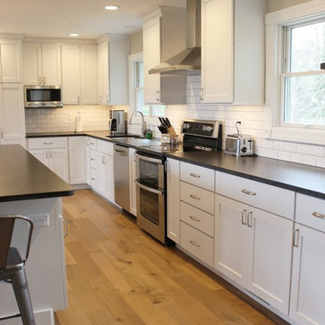 Geneseo, IL- White Painted Kitchen with Matte Black Granite and Subway Tile