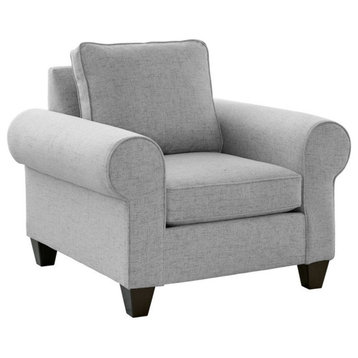 Picket House Furnishings Sole 42"W Wood and Fabric Accent Chair in Gray Finish
