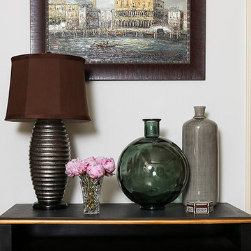 Blue, Gray & Brown Open-Concept Living Room