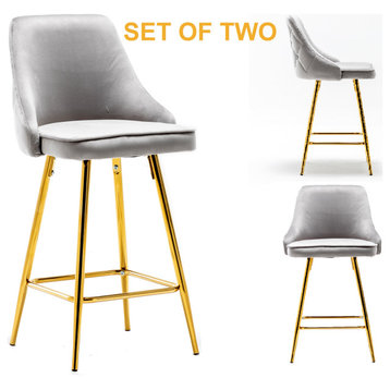 Shagufta Tufted Upholstered Premium Stool Bar Chairs Set of 2
