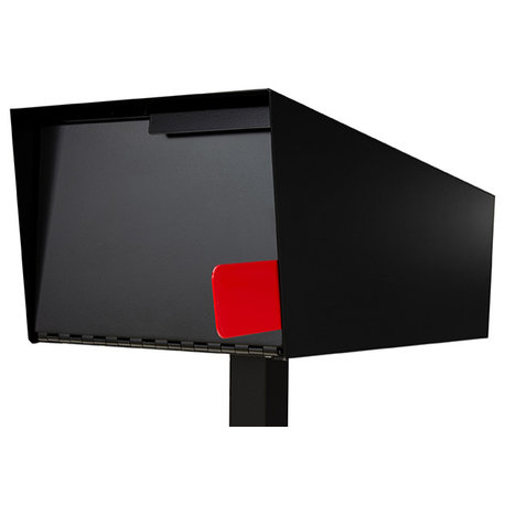 Modern Mailbox | Post Mounted Modern Mailbox | Monochromatic, Black, Post Includ