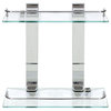 MODONA's 13.75" Double Glass Wall Shelf With Rail, Polished Chrome