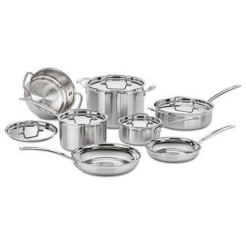 12-Piece Cookware Set, Stainless Steel Construction With Polished Surface