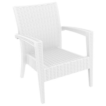 Compamia Miami Outdoor Club Chair Brown With Acrylic Fabric Cushion Set of 2, White