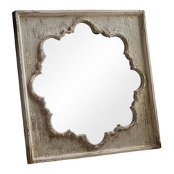 Vagabond Vintage - Square Framed Mandala Mirror in Distressed White - Wall Mirrors