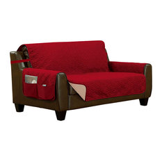 Classic Quilted Reversible Furniture Protector Slipcover, Loveseat, Burgundy