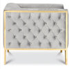 Kara Tufted Accent Chair, Polished Gold Steel