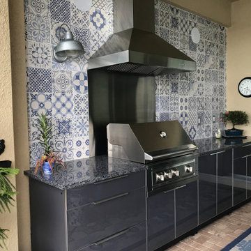 Outdoor Kitchens featuring a ZLINE Stainless Steel and Copper Outdoor Range Hood