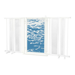 Fusion Gates - Fusion Gate with Healing Waters Design, White Pearl, 65"-71.4" - Dog Gates