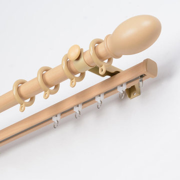 QYRF06 With Egg Fashion Wood Grain Outer Rod With Inner Track Set Ceiling/Wall M