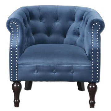 Aviana Blue Velvet Armchair
