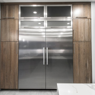 Miele stainless steel fridge & freezer, Cherry cabinets
