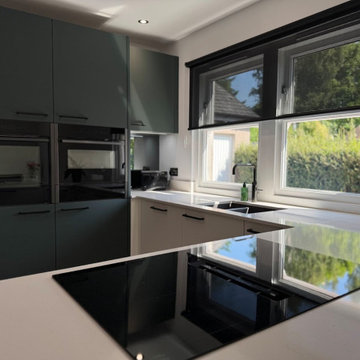 White and Green Modern Kitchen in Banchory