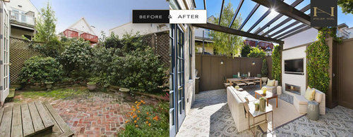 Before After Bland To Glam Backyard Makeover Check Out How We Transformed The Tired Dated Backyard Into This Glamorous Outdoor E That Added So Much Style And Value For Homeowner