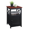 Convenience Concepts Oxford End Table with Cabinet Cherry and Black Wood Finish